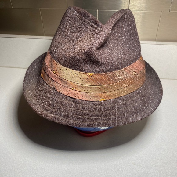 Goorin Bros Mens Fedora Hat Pin Stripe Banded Brown Dress‎ Hat - Picture 1 of 9